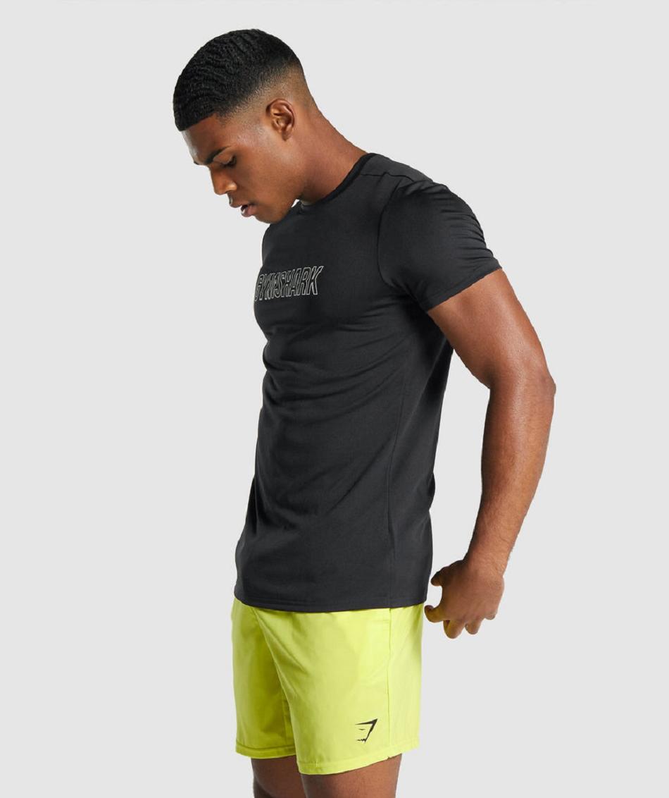 T Shirts Męskie Gymshark Arrival Grafiką Czarne | PL 3926DFM